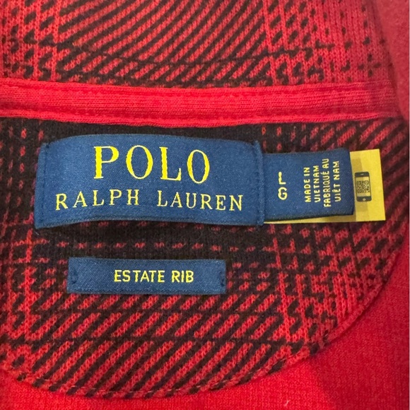 Polo Ralph Lauren Men Red Black Buffalo Plaids Quarter Zip Sweater Size Large - Picture 7 of 12